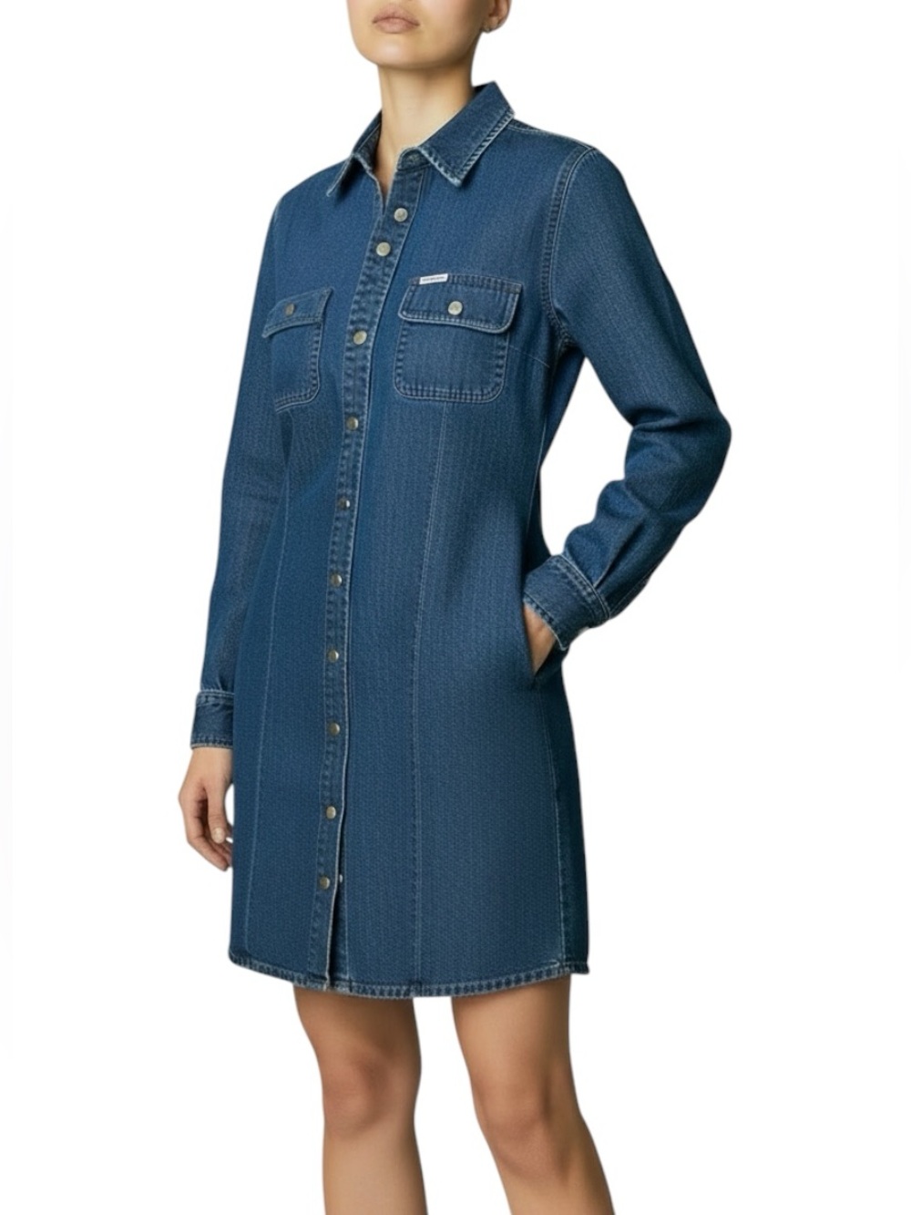 LAUREN Ralph Lauren Vintage Dark Wash Denim Longsleeve Button-snap Dress Petite